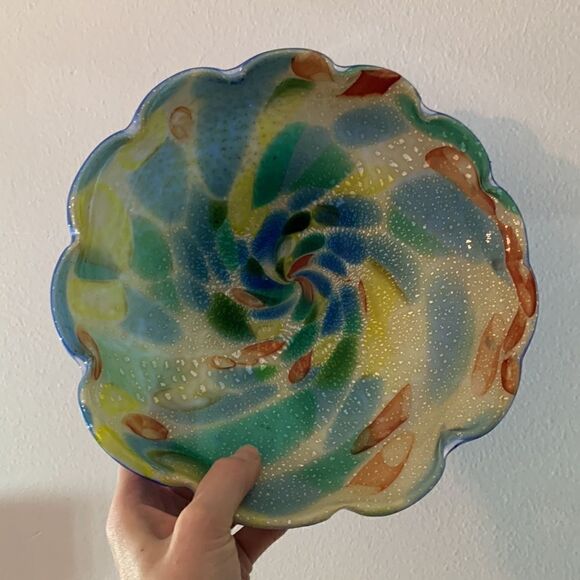 Vintage Rainbow Confetti Murano Bowl - Picture 3 of 7